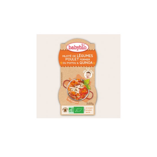 Babybio Bowls Menu Verduras Pollo Granja Quinua Orgánico en 12 meses 2 x 200g