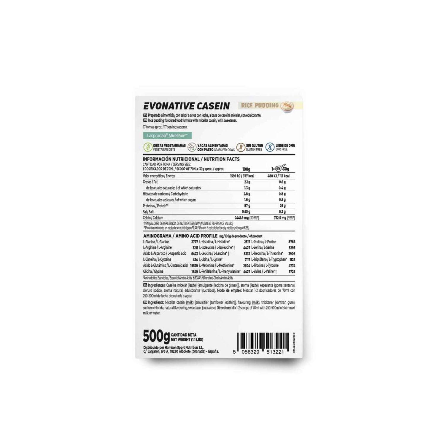 HSN Evonative Casein Lacprodan® Micelpure™ Arroz con Leche 500g