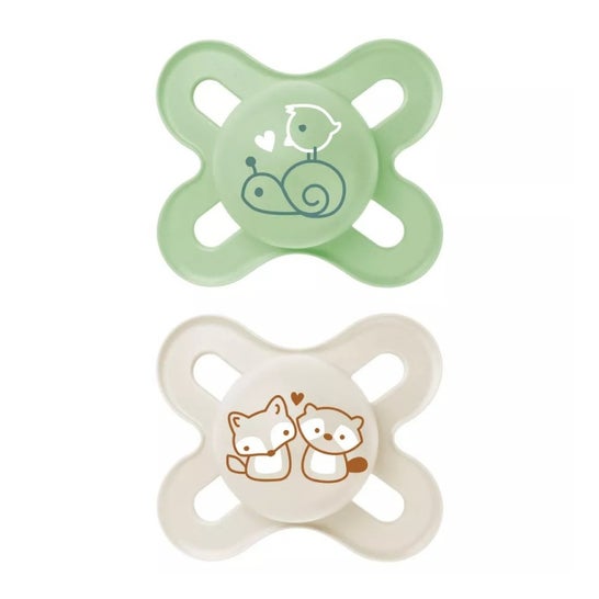 MAM Start Pure Chupete Silicona 0-2 M Verde Beige 2 uds