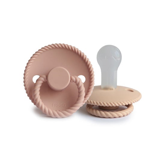 Frigg Block Silicone Pacifier Croissant Blush 6M+ 2uds