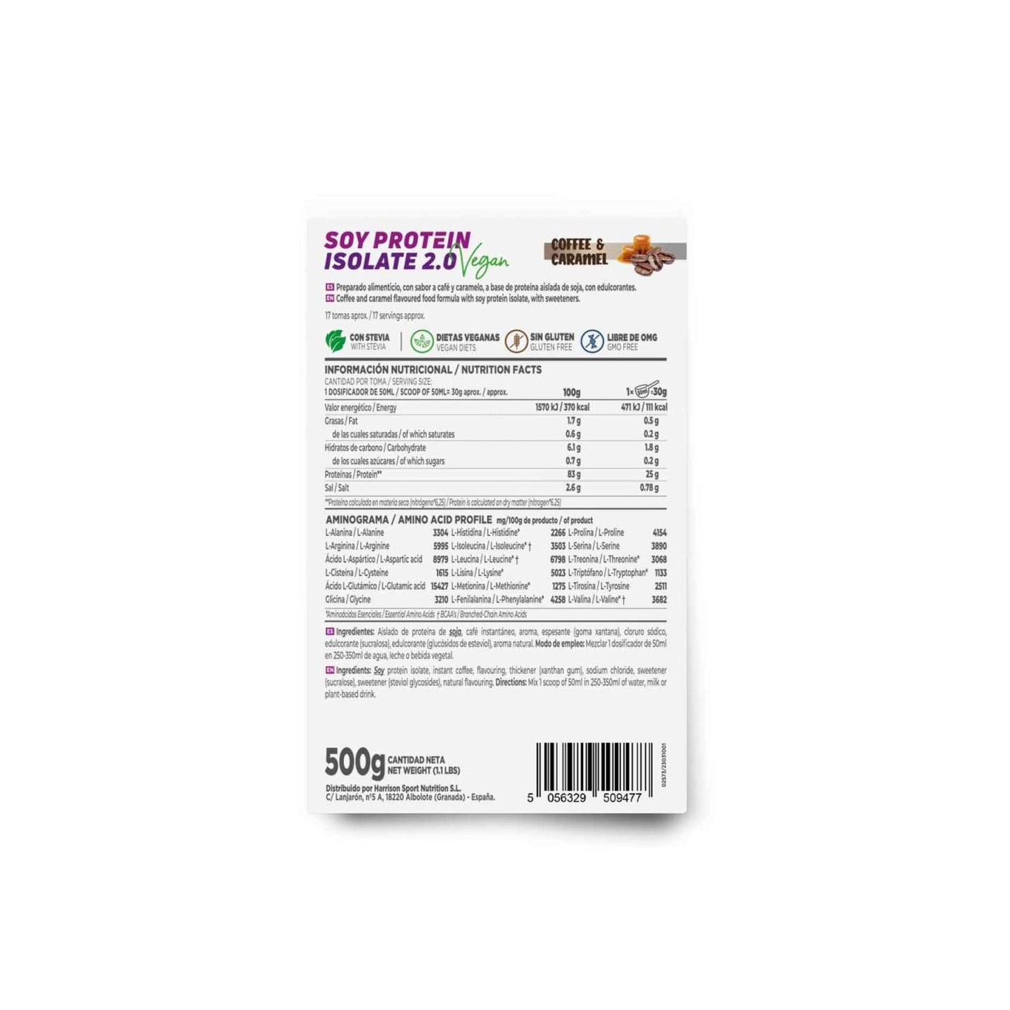 HSN Proteína de Soja Aislada 2.0's Café y Caramelo 500g