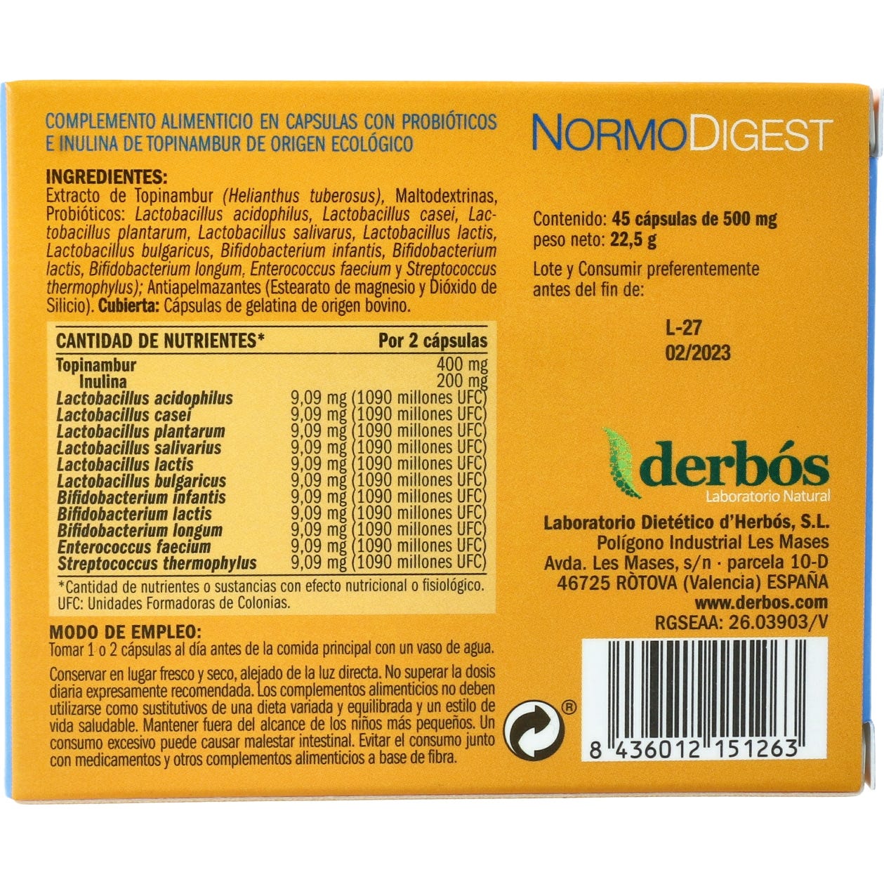Derbos NormoDigest 45cáps