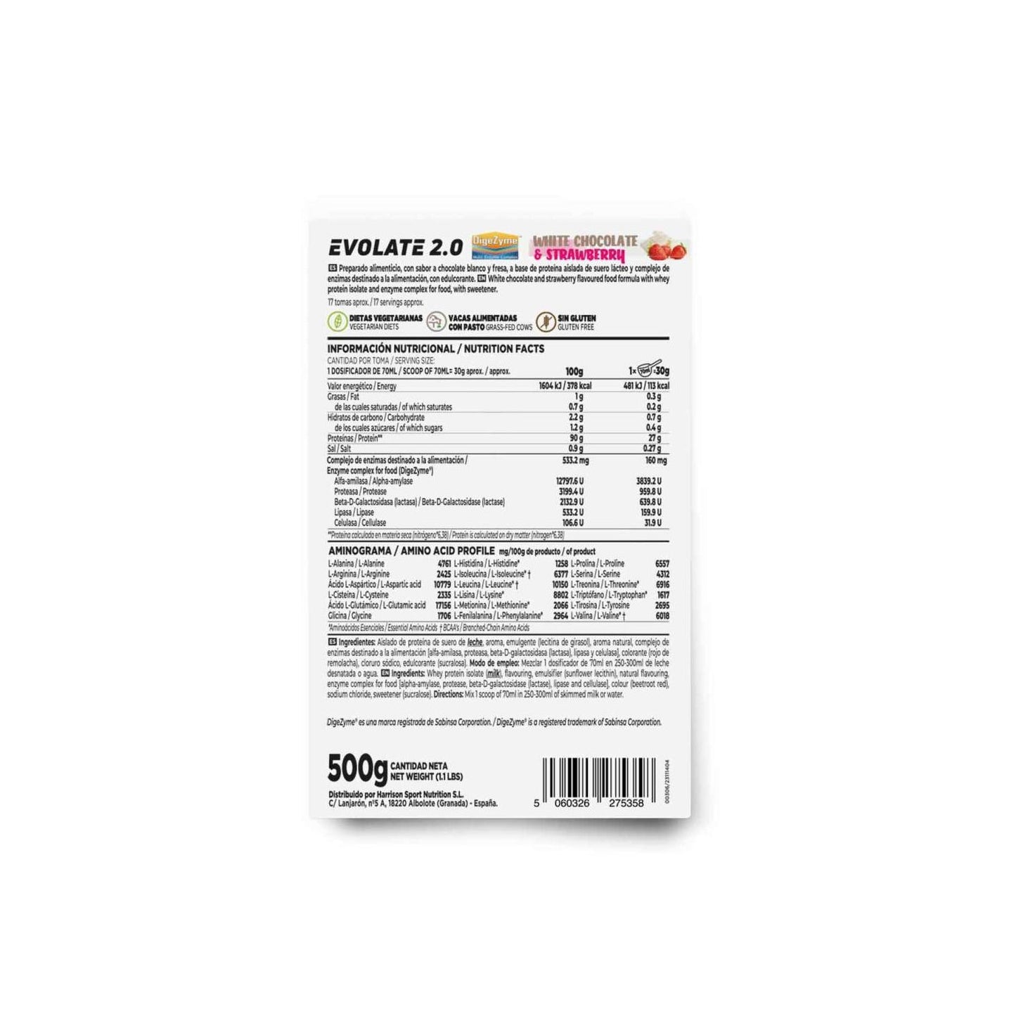 HSN Evolate 2.0 Whey Isolate CFM Chocolate Blanco y Fresa 500g