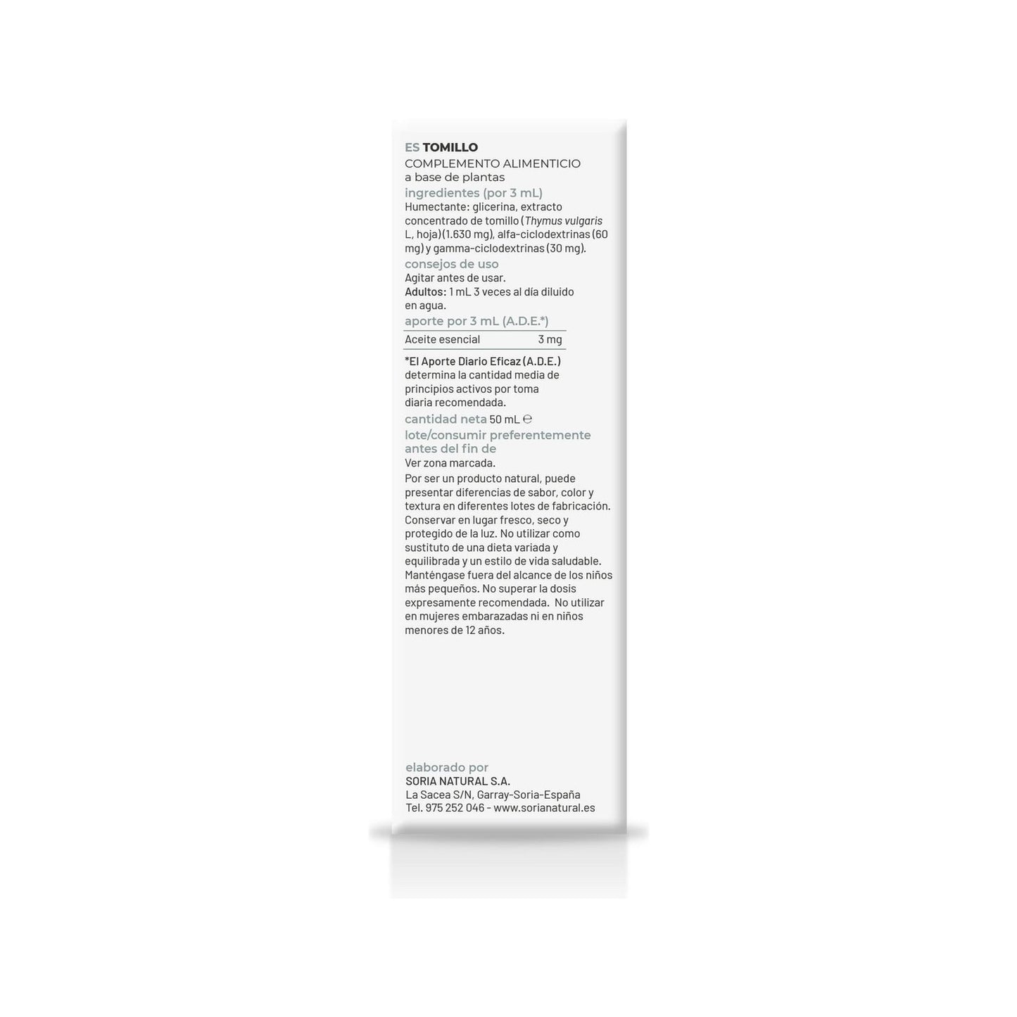 Extracto Tomillo Xxi 50 Ml Soria Natural