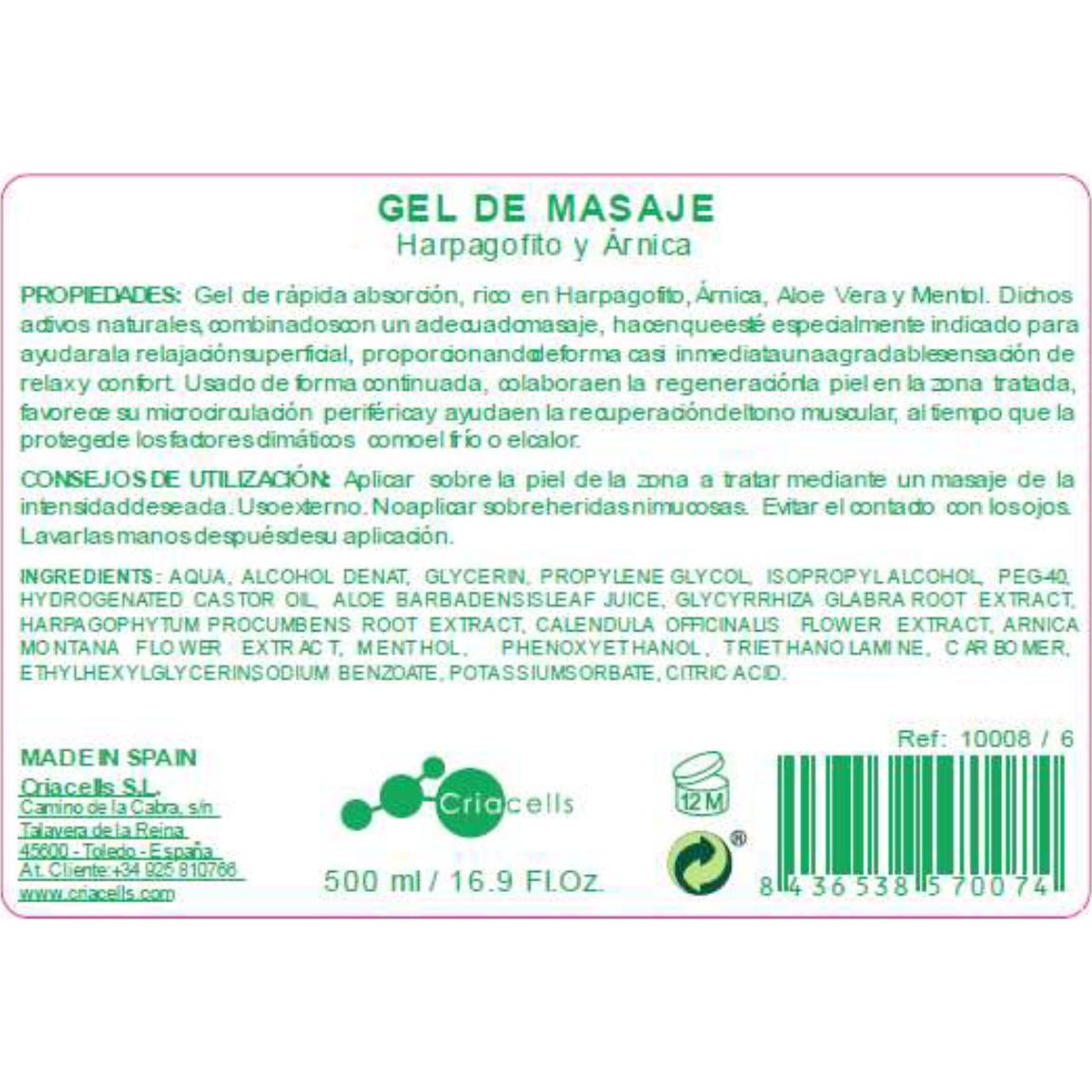 Ynsadiet Gel de Masaje Harpagofito & Árnica 500 ml