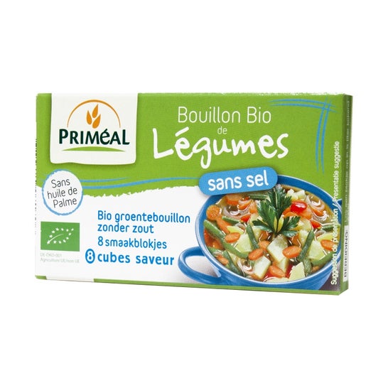 Priméal Cubito Caldo Verduras Sin Sal Bio 8x9 g