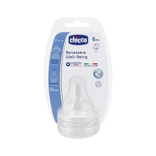 Chicco Tetina Boca Ancha Silicona Papilla 6m+ 2uds