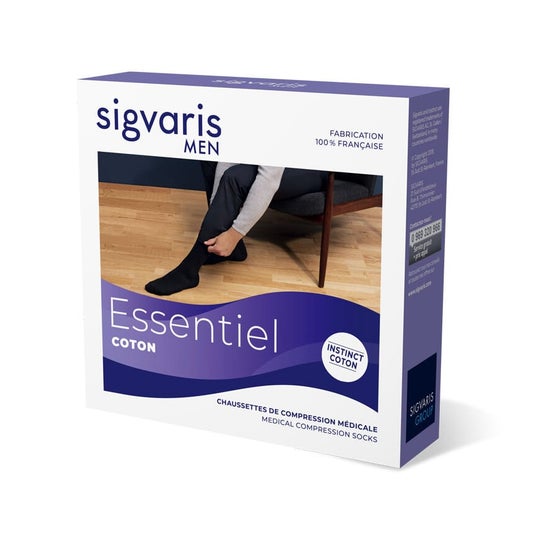 Sigvaris Men Essentiel Coton 2 Media Autofix Negro ML 1 Par