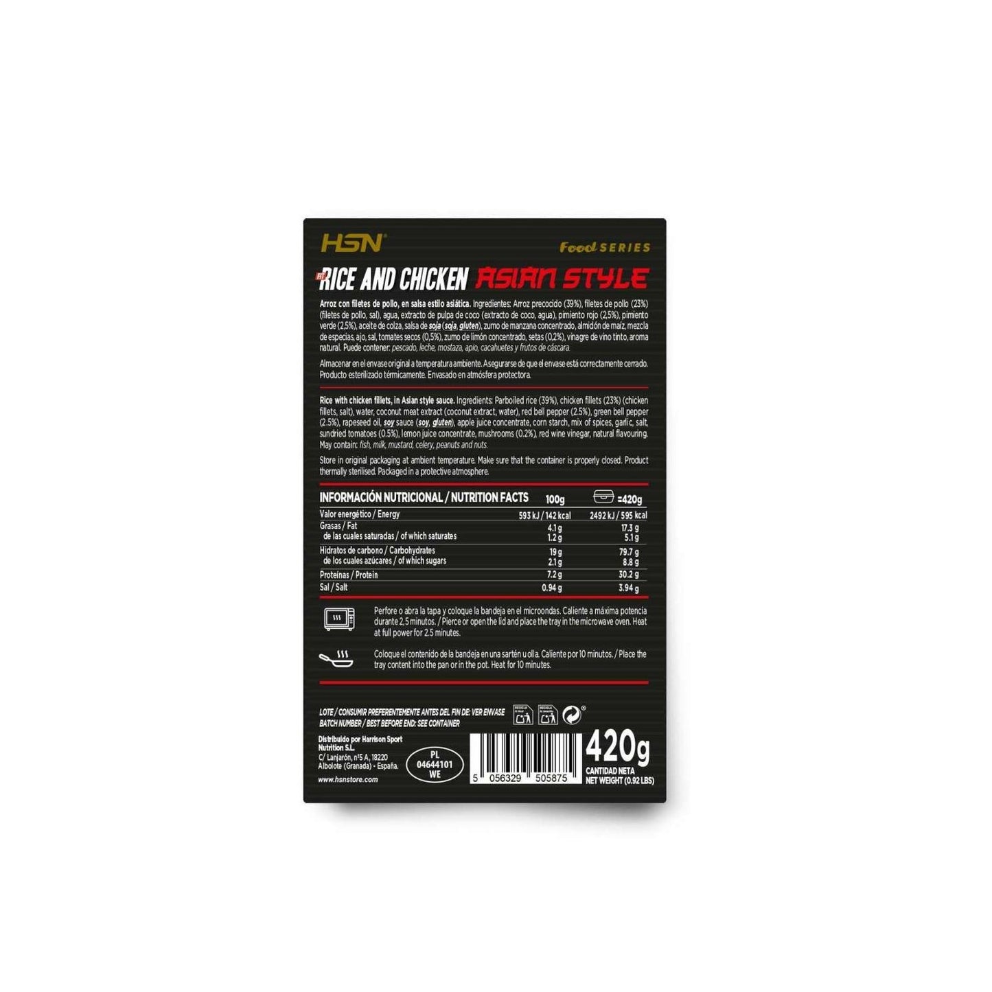 HSN Plato Preparado Estilo Fit Arroz con Pollo en Salsa Estilo Asiática 420 g