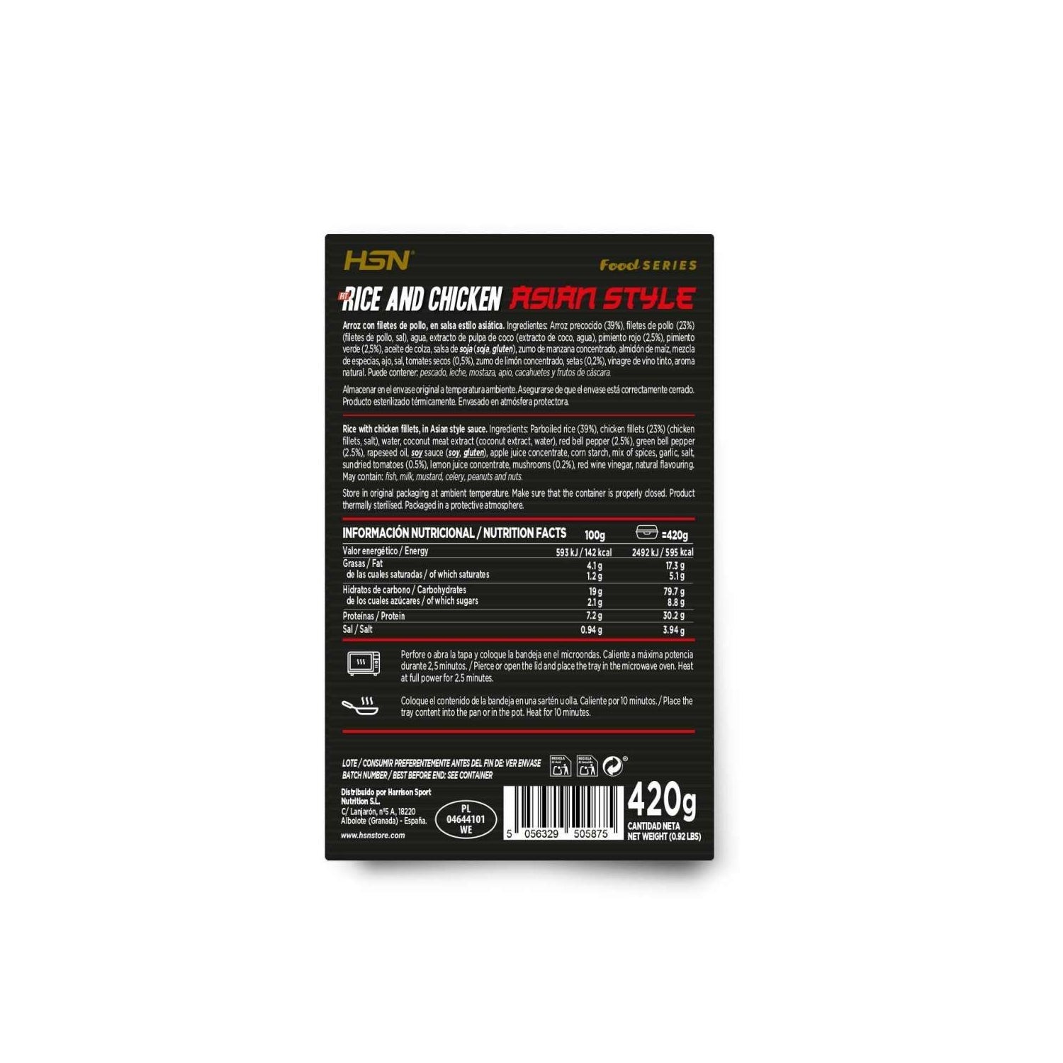 HSN Plato Preparado Estilo Fit Arroz con Pollo en Salsa Estilo Asiática 420 g