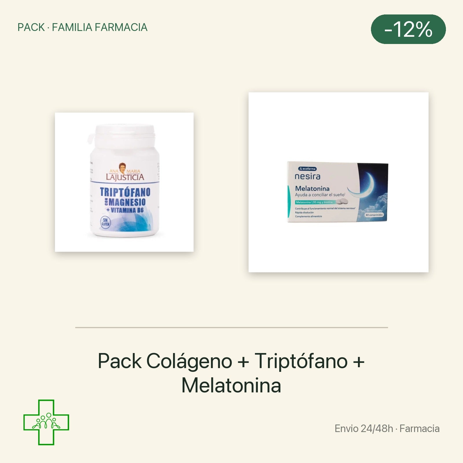 Pack bienestar con colágeno, triptófano y melatonina